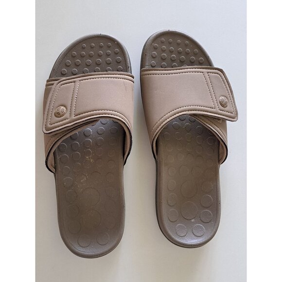 Vionic Kiwi Women's Motion  Orthotic Slide Sandals Size 9 Tan Adjust Hook  Loop - Picture 2 of 13